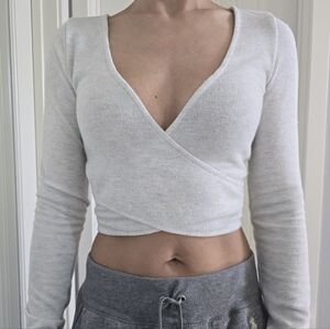 Victoria's Secret Ballet Wrap-Front Long Sleeve Crop Top XS Extra Small
